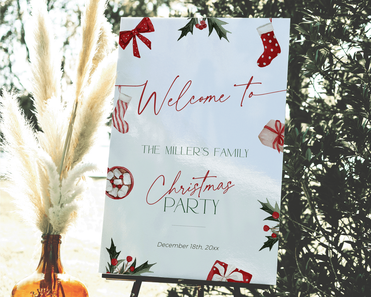 Christmas Stockings Party Welcome Sign