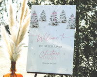 Pink Bow Christmas Party Welcome Sign