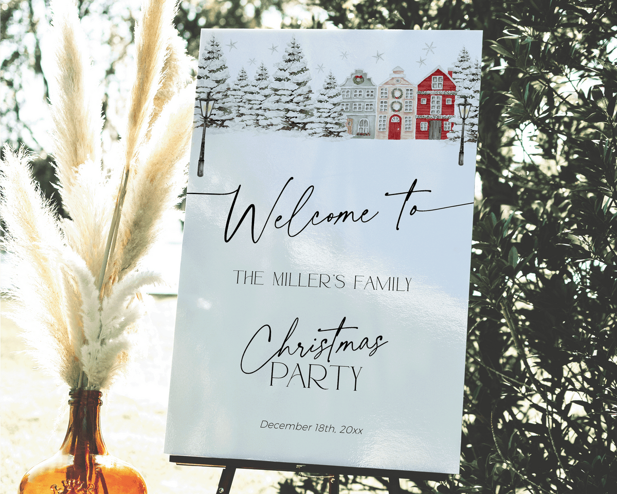 Christmas Village Party Welcome Sign