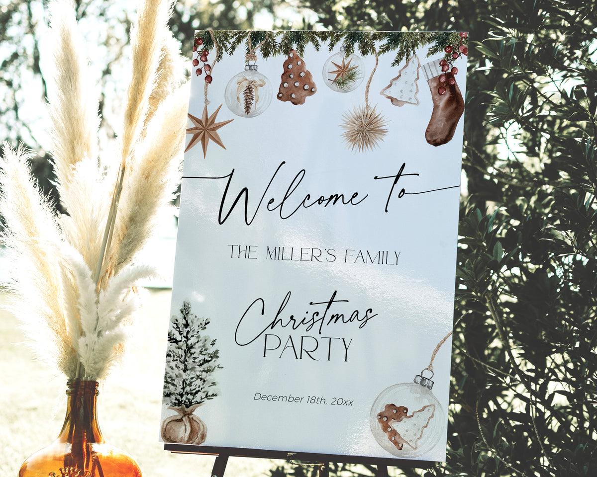 Cozy Christmas Party Welcome Sign