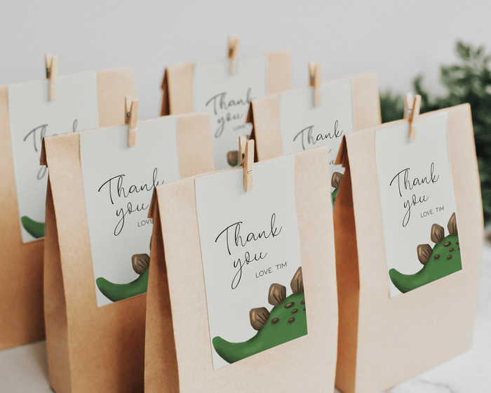 Dinosaur birthday favor tag