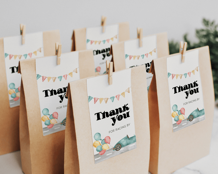 Race car birthday favor tag