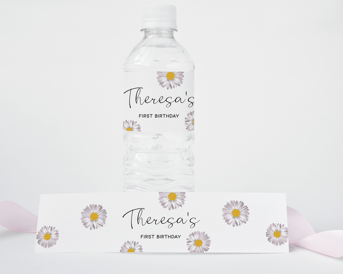 Daisy Birthday Water Bottle Label