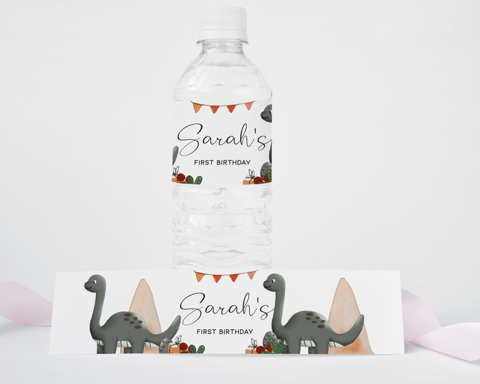 Dinosaur Birthday Water Bottle Label