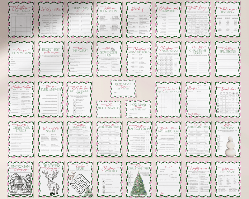 Pink Christmas Wavy Border Game Bundle