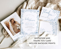 Floral Blue Toile de Jouy Baby Shower Invitation Bundle