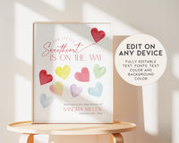 Retro Hearts Valentines Baby Shower Welcome Sign