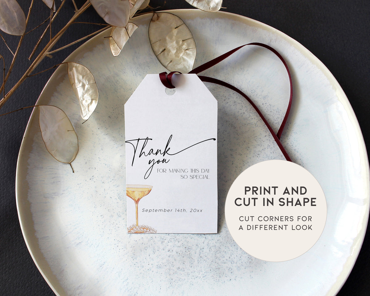 Pearls and Prosecco Thank You Tag