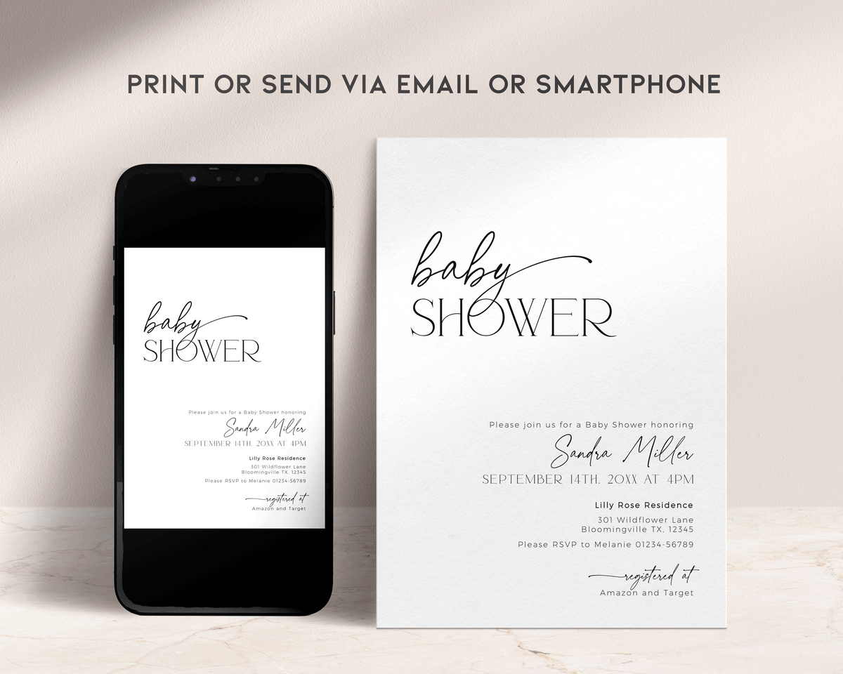 Minimalist Baby Shower Invitation