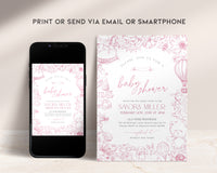 Pink Toile de Jouy Baby Shower Invitation