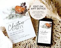 Winter Orange Christmas Party Invitation Set