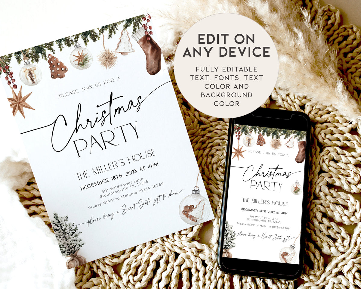 Cozy Christmas Party Invitation Set