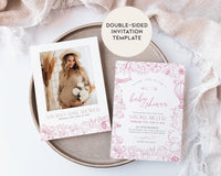 Pink Toile de Jouy Baby Shower Invitation