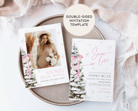 Pink Bow Christmas Bridal Shower Invitation