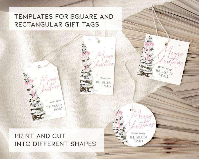 Pink Bow Christmas Party Invitation Set