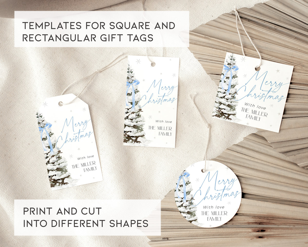 Blue Bow Christmas Invitation Set