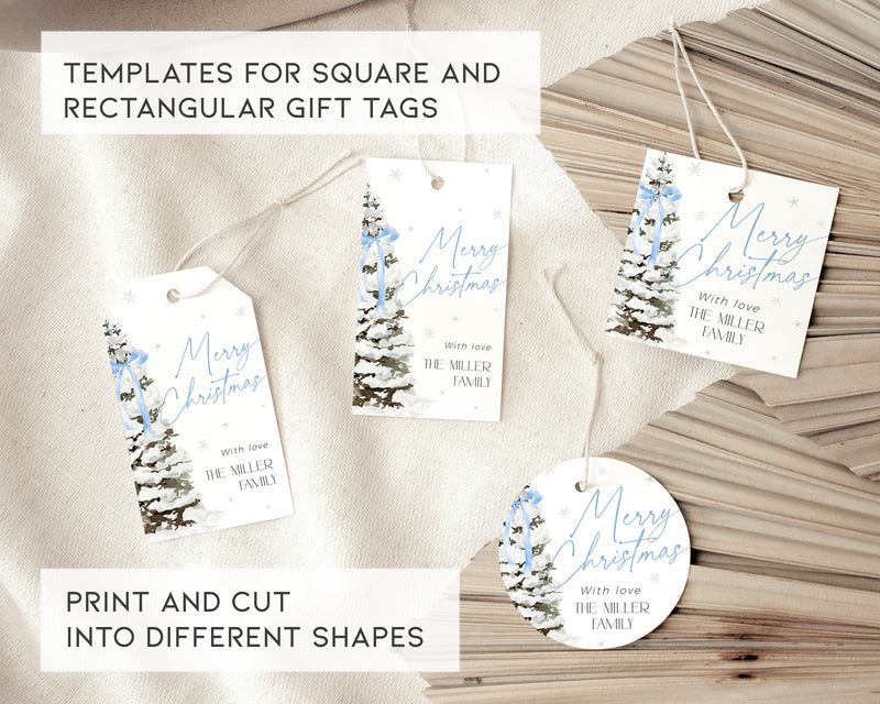 Blue Bow Christmas Invitation Set