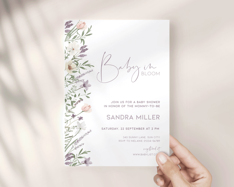 Lavender Baby Shower Invitation Bundle