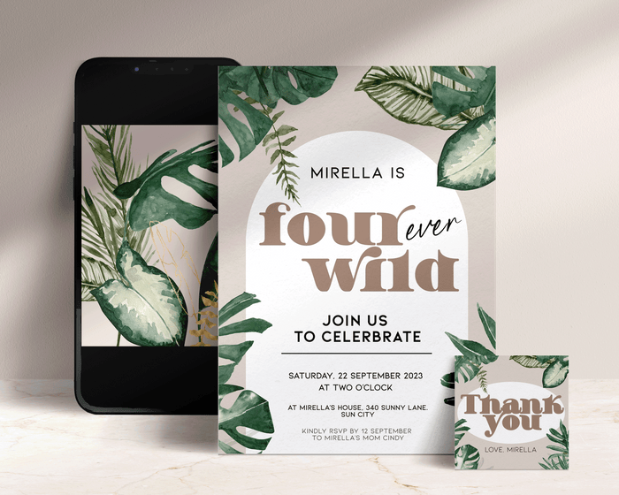 Four ever Wild Tropical Birthday Invitation