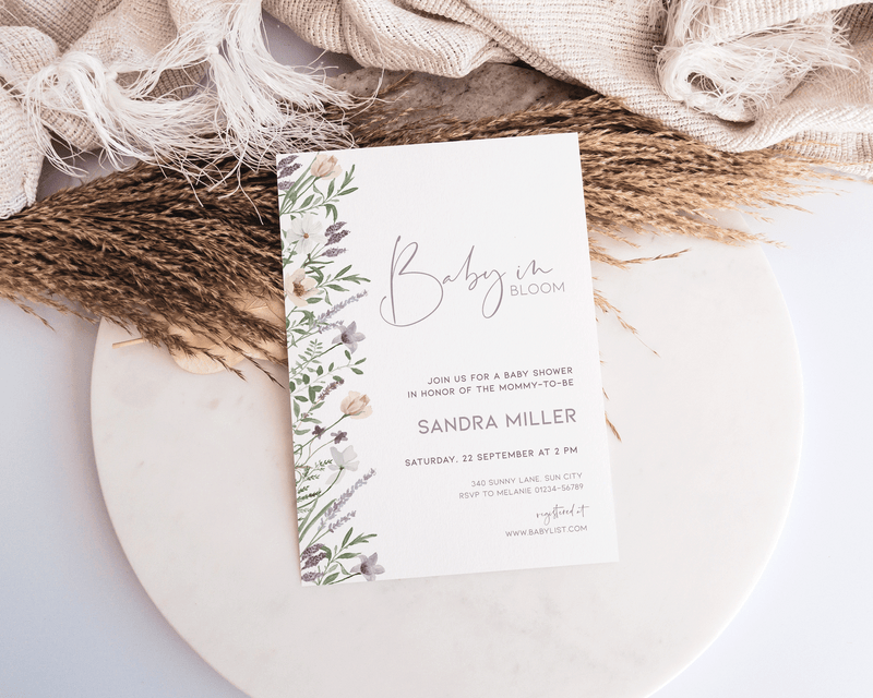 Lavender Baby Shower Invitation