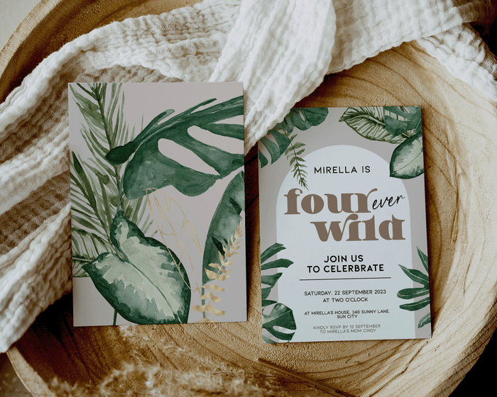 Four ever Wild Tropical Birthday Invitation