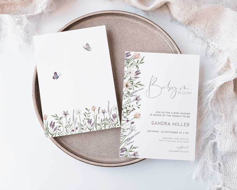 Lavender Baby Shower Invitation