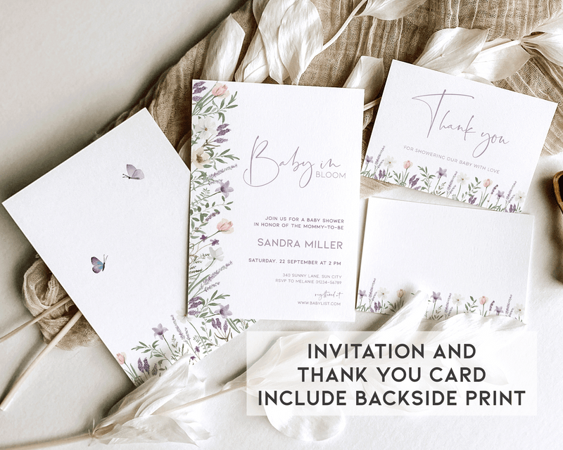 Lavender Baby Shower Invitation Bundle