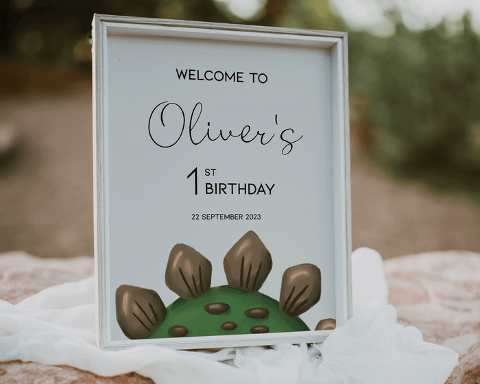 Dinosaur Birthday Welcome Sign