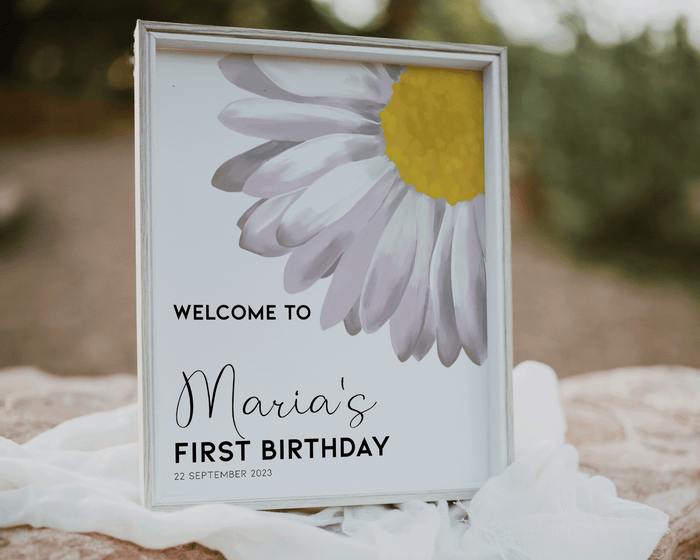 Floral Daisy Birthday Welcome Sign