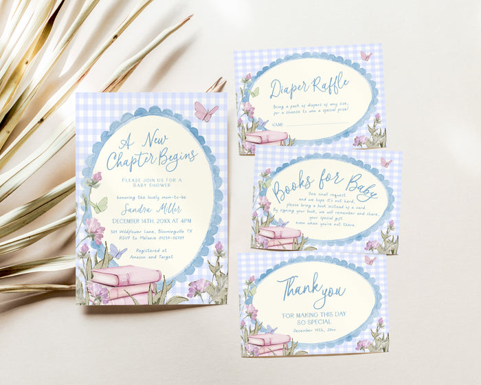 Blue Storybook Baby Shower Invitation Bundle