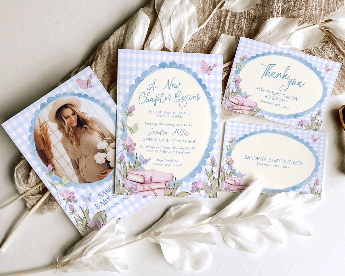 Blue Storybook Baby Shower Invitation Bundle