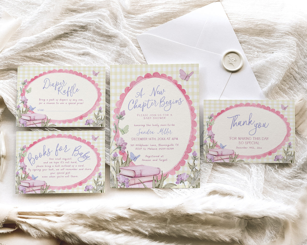 Yellow Storybook Baby Shower Invitation Bundle