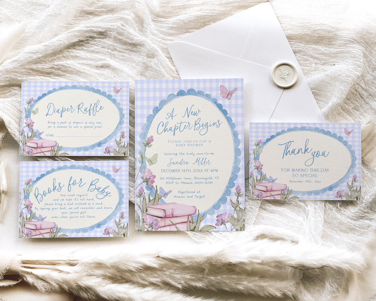 Blue Storybook Baby Shower Invitation Bundle