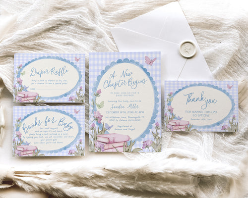 Blue Storybook Baby Shower Invitation Bundle