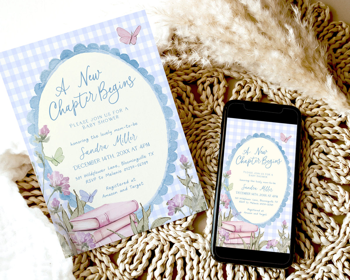 Blue Storybook Baby Shower Invitation Bundle