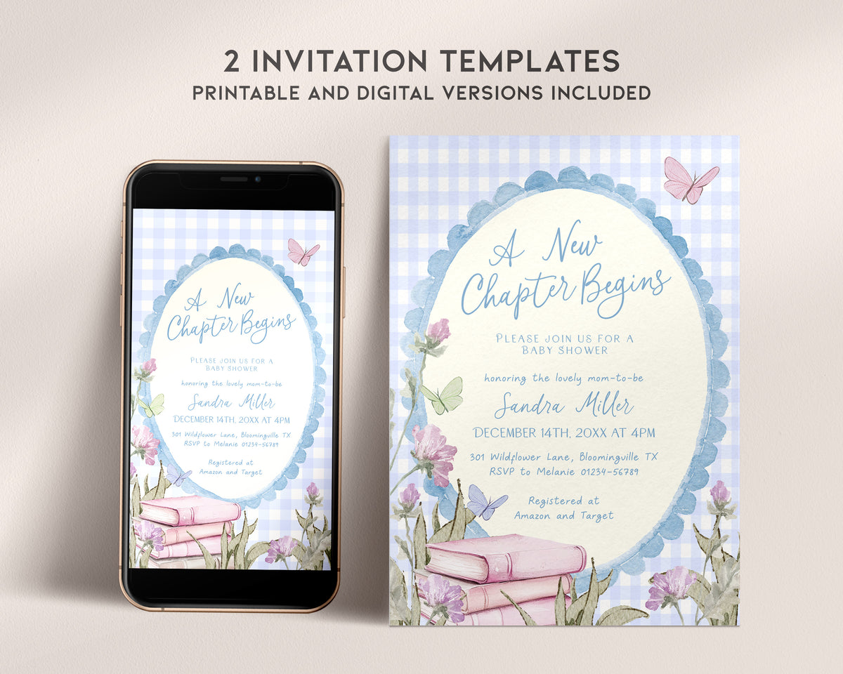 Blue Storybook Baby Shower Invitation Bundle