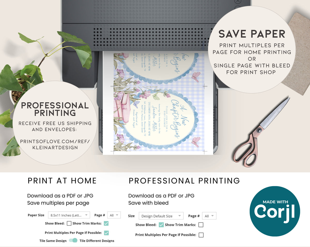 Blue Storybook Baby Shower Invitation Bundle