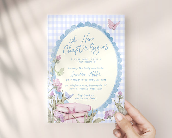 Blue Storybook Baby Shower Invitation