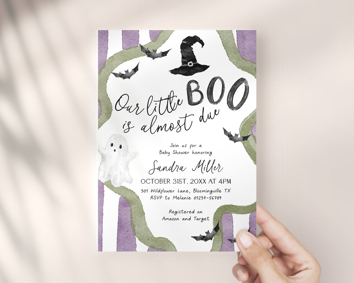 Little Boo is Almost Due Halloween Baby Shower Invitation