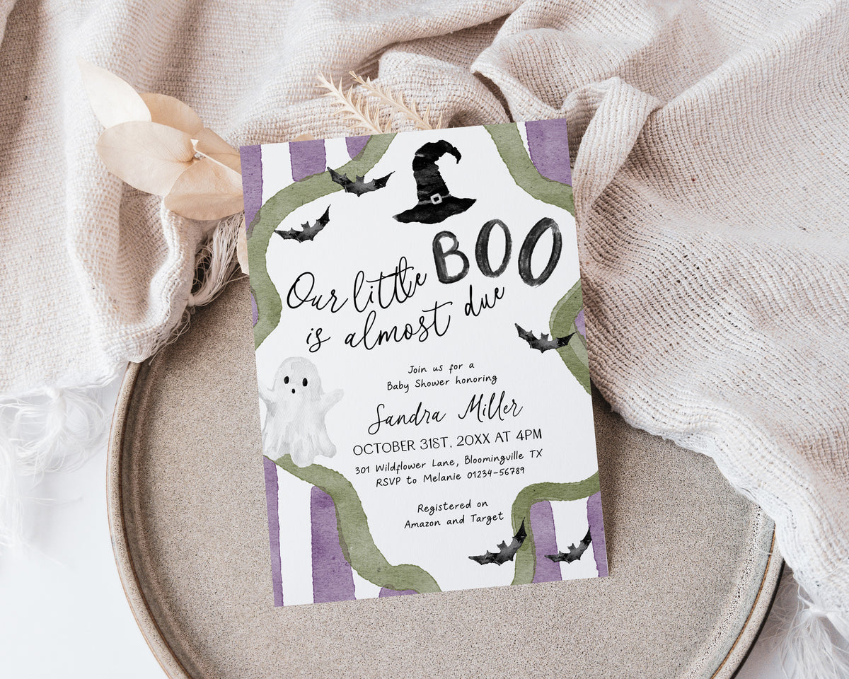 Little Boo is Almost Due Halloween Baby Shower Invitation