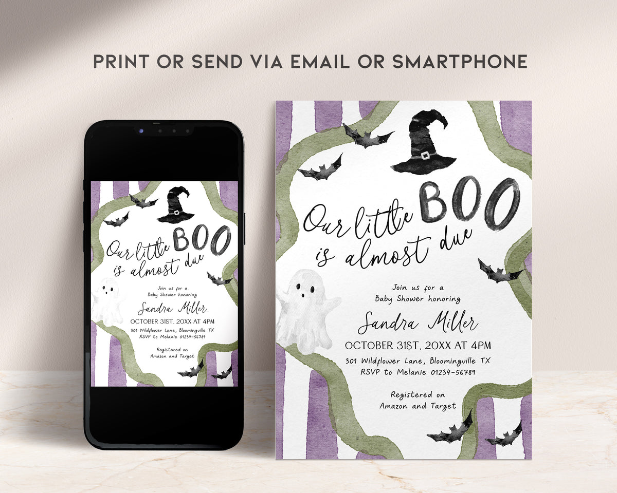 Little Boo is Almost Due Halloween Baby Shower Invitation