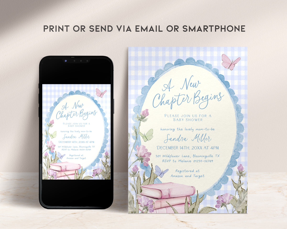 Blue Storybook Baby Shower Invitation