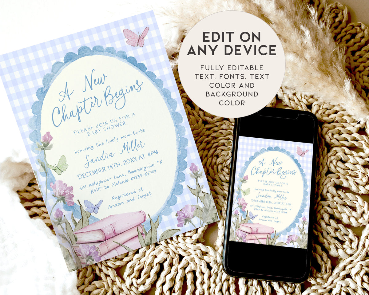 Blue Storybook Baby Shower Invitation