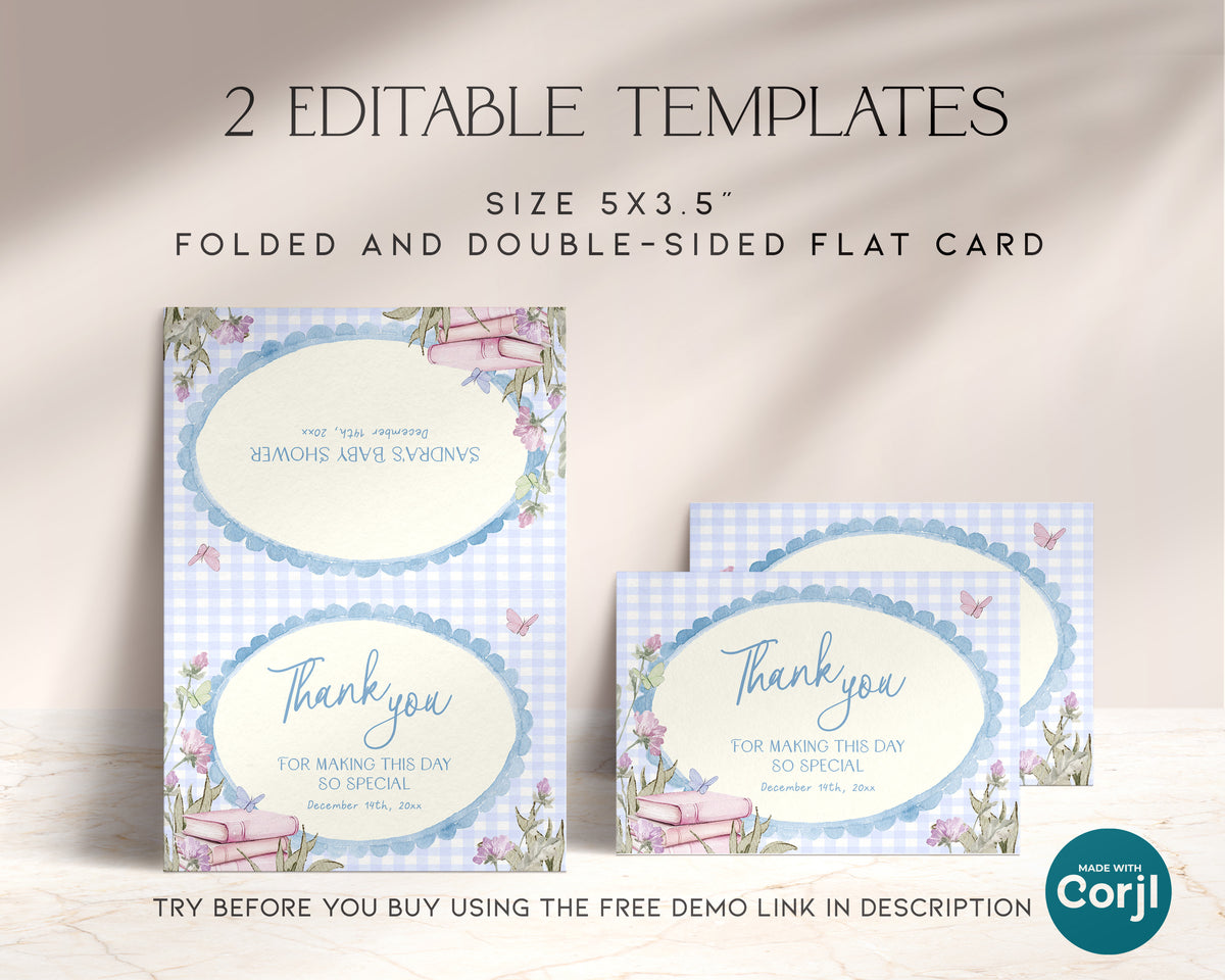 Blue Storybook Thank You Card