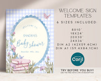 Blue Storybook Baby Shower Welcome Sign