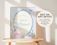 Blue Storybook Baby Shower Welcome Sign