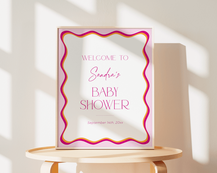 Wavy Border Baby Shower Welcome Sign