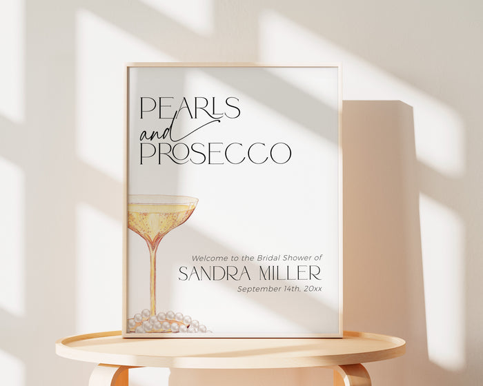 Pearls and Prosecco Bridal Shower Welcome Sign