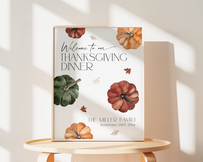 Colorful Pumpkin Thanksgiving Dinner Welcome Sign