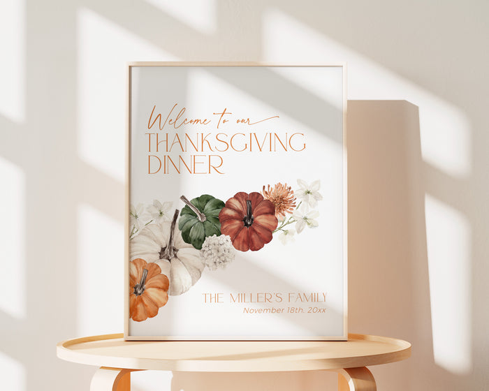 Colorful Thanksgiving Dinner Welcome Sign